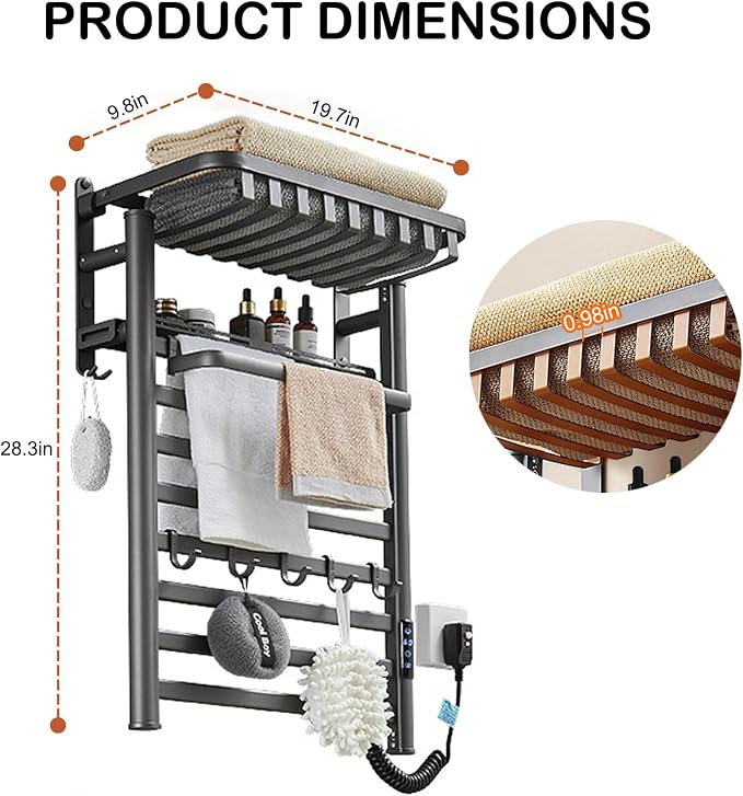 Wall Mounted Heated Towel Warmer Rack - Image 3