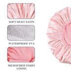 Three-Layer Terry Cloth Lined Satin Shower Cap, - Image 3