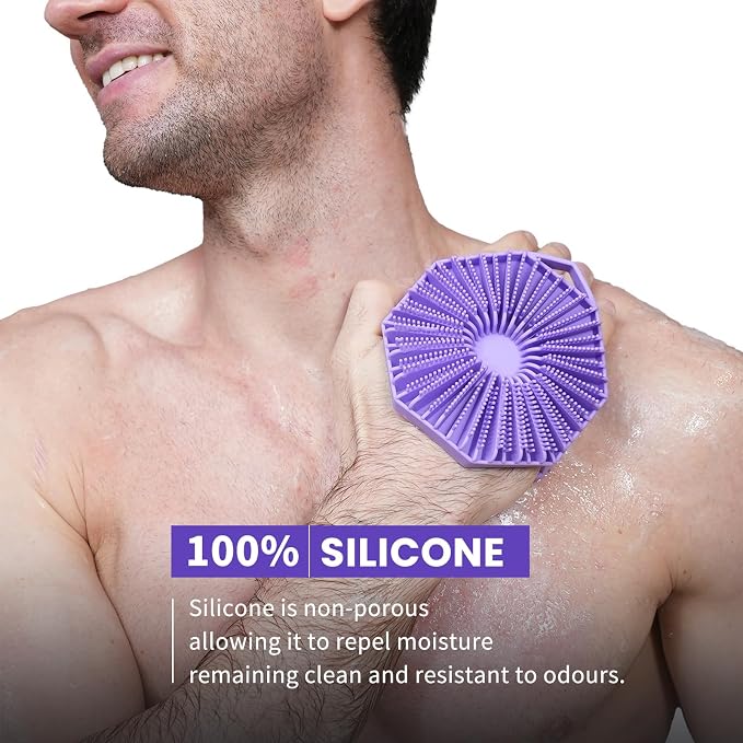iTokGoK® Premium Silver-Infused Dual-Sided Design 2-in-1 Silicone Body Scrubber - Image 2