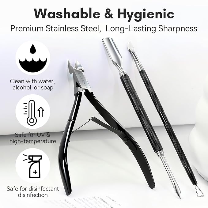 Makartt Cuticle Trimmer Set: Professional Cuticle Nipper and 2 Cuticle Pushers - Image 8