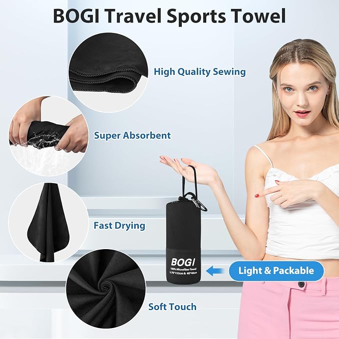 BOGI Microfiber Travel Sports Towel-Quick Dry Towel, Soft Lightweight - Image 3