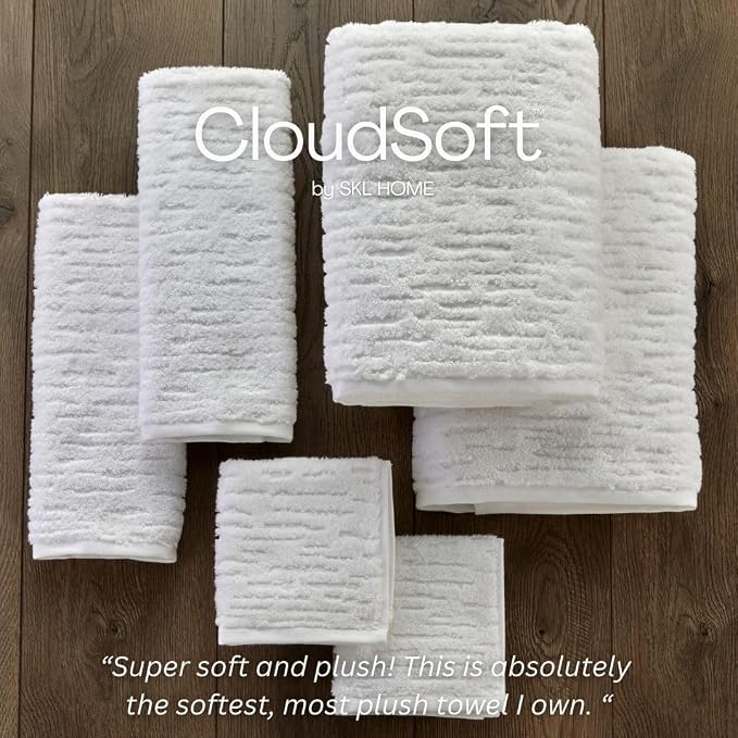 SKL Home CloudSoft 100% Cotton Luxury 6-Piece Towel Set, 600 GSM, Ultra Plush & - Image 7