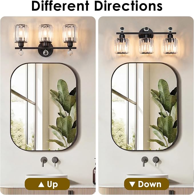 Modern 3 Light Crystal Vanity Light, Crystal Bathroom Light Fixtures, Compatible - Image 8