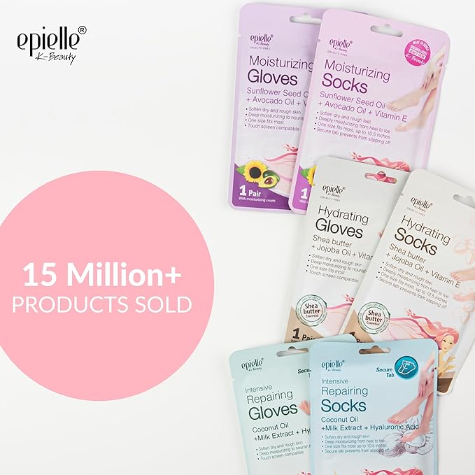 Epielle Moisturizing Hand & Foot Masks, Soften Dry Skin - Image 2