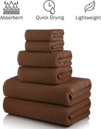 CASA COPENHAGEN EcoPop 6Pcs 100% Cotton Large Designer Towels Gift Set- Toffee - Image 3