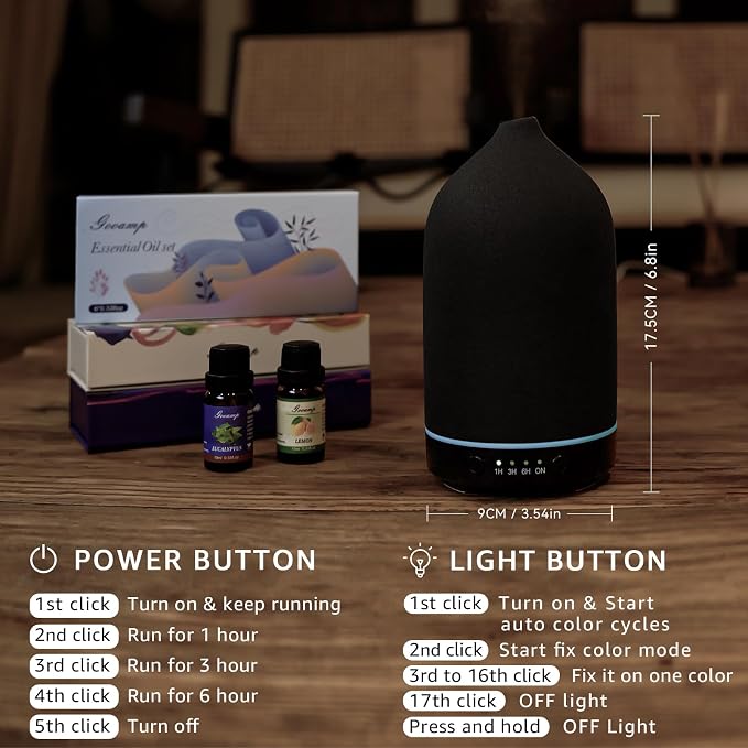 Gooamp 200ML Ceramic Essential Oil Diffuser - Image 6