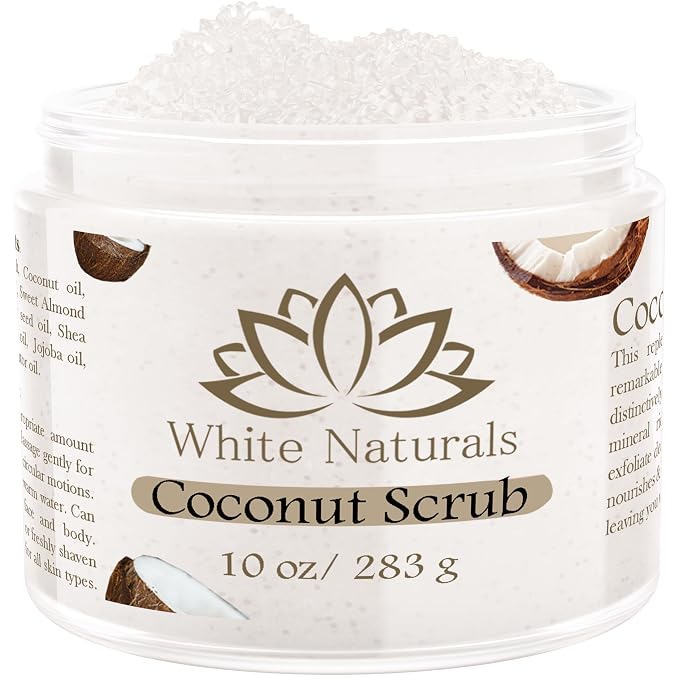 Organic Coconut Oil Scrub, Exfoliating Salt Body Scrub, Deep Cleansing by WhiteNaturals