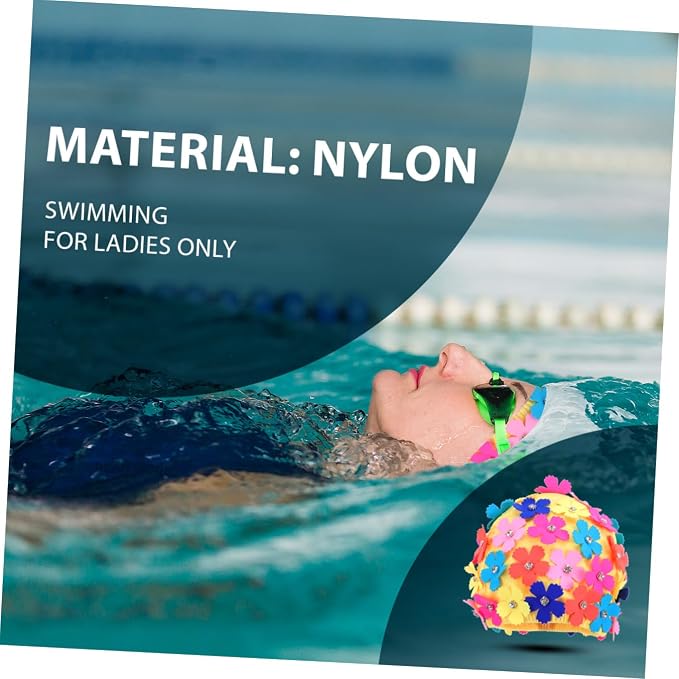 Toyvian Ladies Flower Swimming Cap, Simulation Floral Petal Swim Hat - Image 3