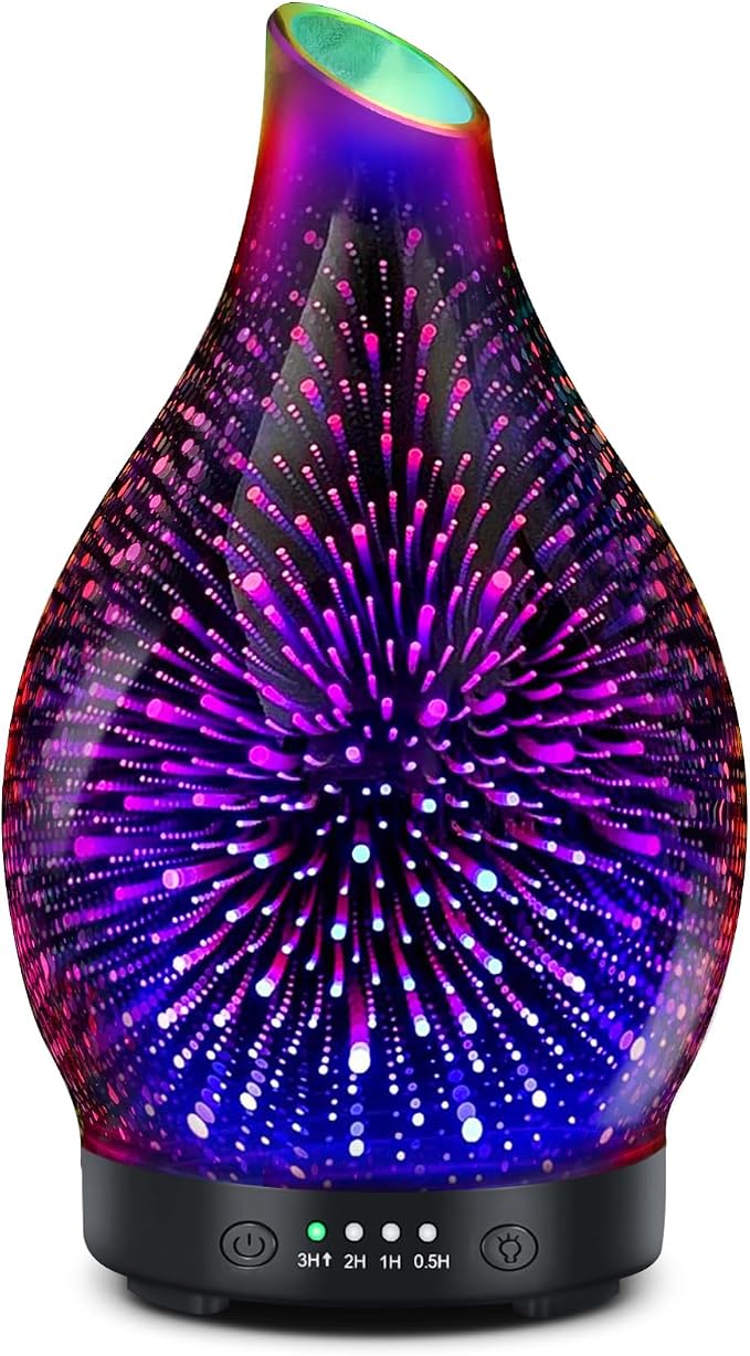 Essential Oil Diffuser 150ML -3D Firework Glass Aromatherapy Diffusers by Maromamix