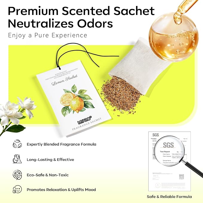 MYARO 12 Packs Lemon Scented Sachets - Image 4