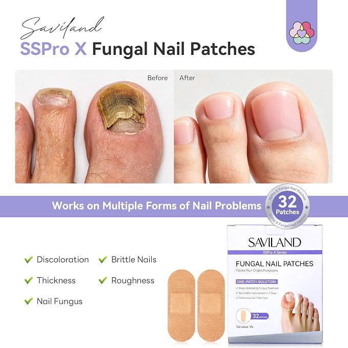 SAVILAND Extra Strength Fungal Nail Patches: 64 Pcs Overnight Repair 1% - Image 2