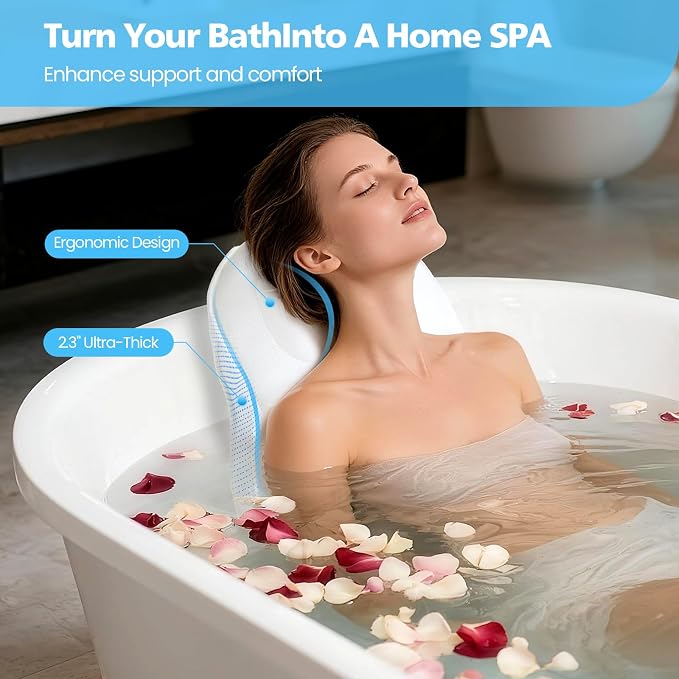 Full Body Bath Pillow for Bathtub, Thick Bathtub Cushion Soft 5D Mesh Spa - Image 4