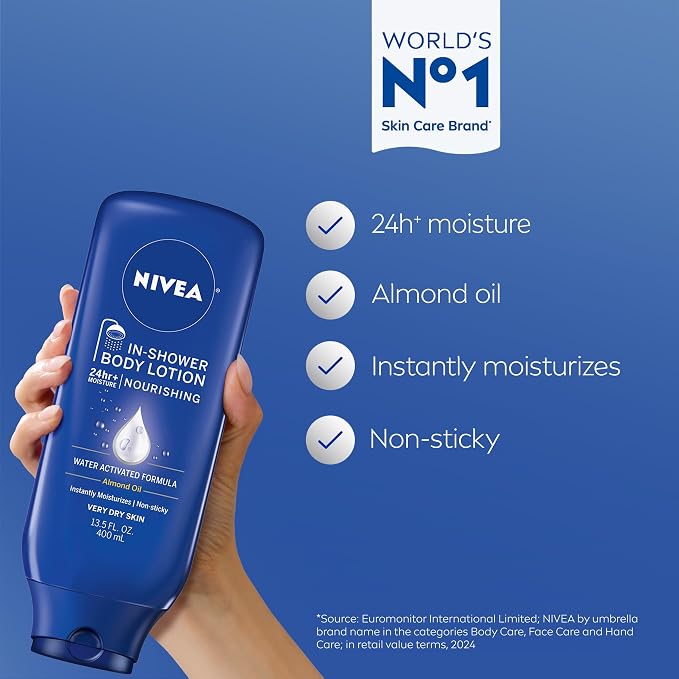 NIVEA Nourishing In Shower Lotion, Water Activated In Shower Moisturizer - Image 2