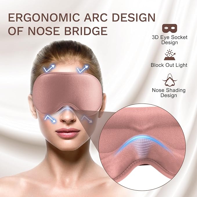 FlyCoco 99% Fully Block Out Light Eye Sleep Mask, 3D Deep Contoured Eyes Cover - Image 5