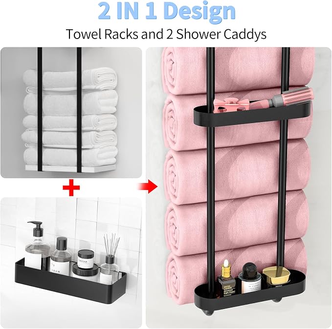 STWWO Bathroom Towel Storage, 36.4 Inch Towel Racks - Image 2