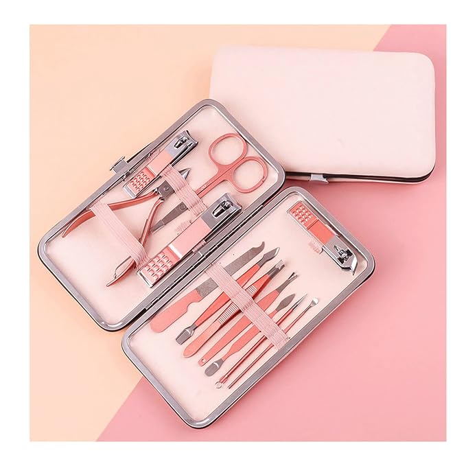 Pink Manicure Set Beauty Tool Portable 12 in 1 by koofull