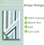 Waffle Hand Towels for Bathroom, Hand Towel Set of 4, Striped Bathroom Hand - Image 3