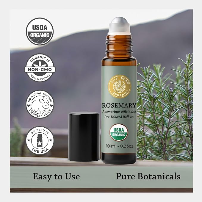 Silk Road Organic Rosemary Essential Oil & Jojoba Roll On, USDA Certified - Image 5