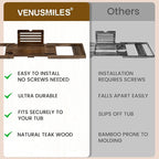 Venusmiles Teak Bathtub Tray Caddy, Foldable Bath Tray - Image 7
