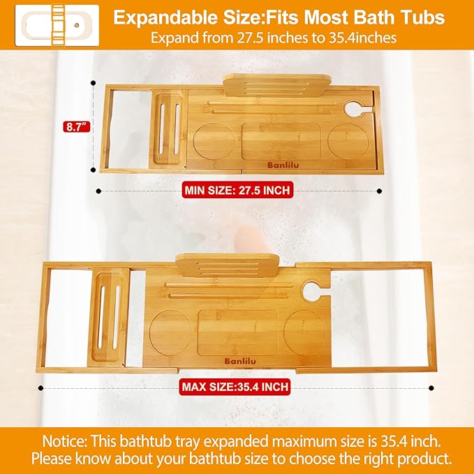 Premium Bamboo Bathtub Tray Caddy - Image 3