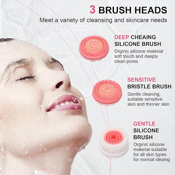 Facial Cleansing Brush, 3 in 1 Electric Face Scrubber - Image 4