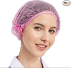 ProtectX 100-Pack Pink Disposable Hair Nets, Elastic Head Cover, Bouffant Caps by ProtectX
