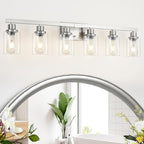 Bathroom Vanity Light, 6-Light Nickel Modern Matte Wall Sconce Lighting by DIKAIDALights
