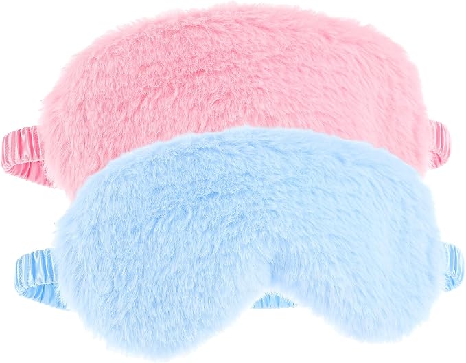 2 Pcs Plush Eye Mask Soft Sleeping Blindfold Eye Cover Comfortable Furry Faux - Image 7