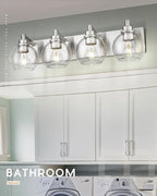 Bathroom Light Fixtures, 4 Light Brushed Nickel Vanity Light, 26 Inch Modern - Image 6