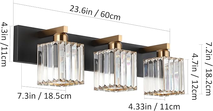 Aipsun Crystal Vanity Light Bathroom Lighting Fixtures 3 Light Modern Vanity - Image 4
