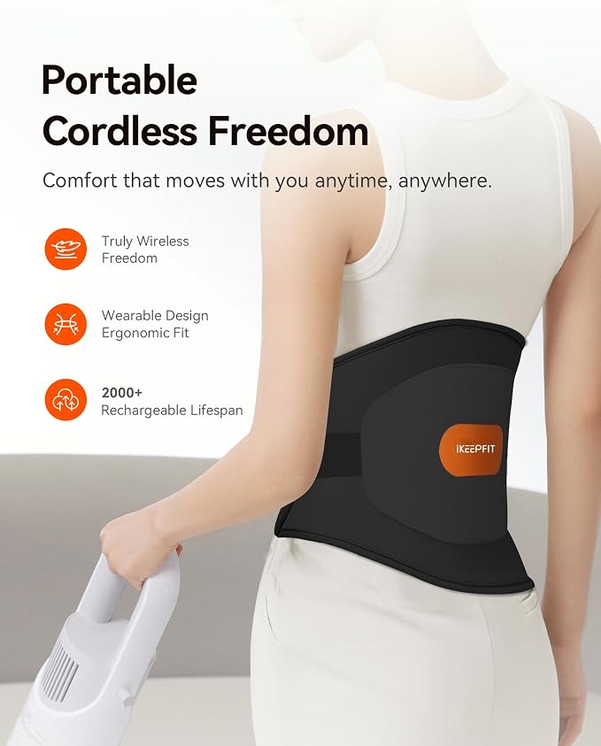 IKEEPFIT Portable Heating Pad for Back, Cordless Wearable Heat Belt - Image 4