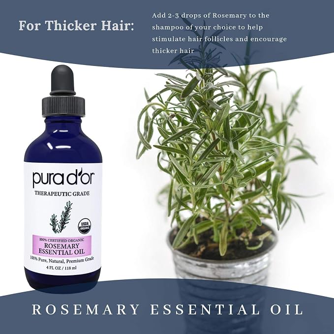 PURA D'OR Organic Rosemary Essential Oil, Therapeutic Grade, - Image 3