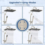 Hibbent 13'' cUPC Certified Shower Head Combo, High Pressure 5-spray Rainfall - Image 4