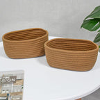 【2 Pack】ABenkle Small Woven Baskets, Tiny Oval Shallow Storage Baskets - Image 8
