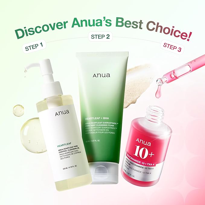 Anua 3-Step Glass Skin Beginner Set, Oil Cleanser and Face Wash - Image 2