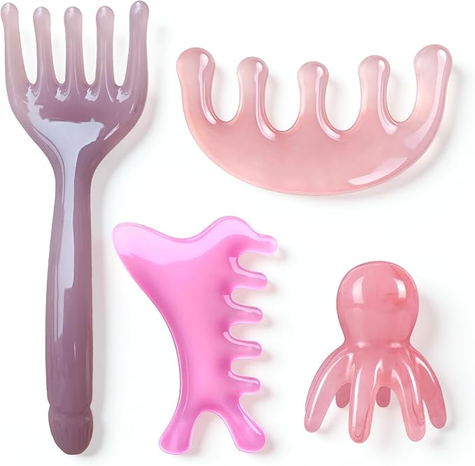 4 Pcs All-in-One Head Massager Set: Scalp Comb, Gua Sha, Octopus & Five Claw by Unknown