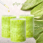 Green Pillar Candles Set of 3 Sage Scented Long Burning Candles 3x4 inch - Image 4