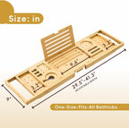 Premium Foldable Bamboo Bathtub Tray Caddy, Expandable Bath Caddy Tray - Image 9