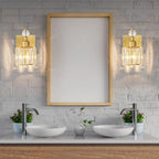 PRESDE Single Crystal Wall Sconce, Modern Gold Vanity Light Fixture, 1-Light - Image 2