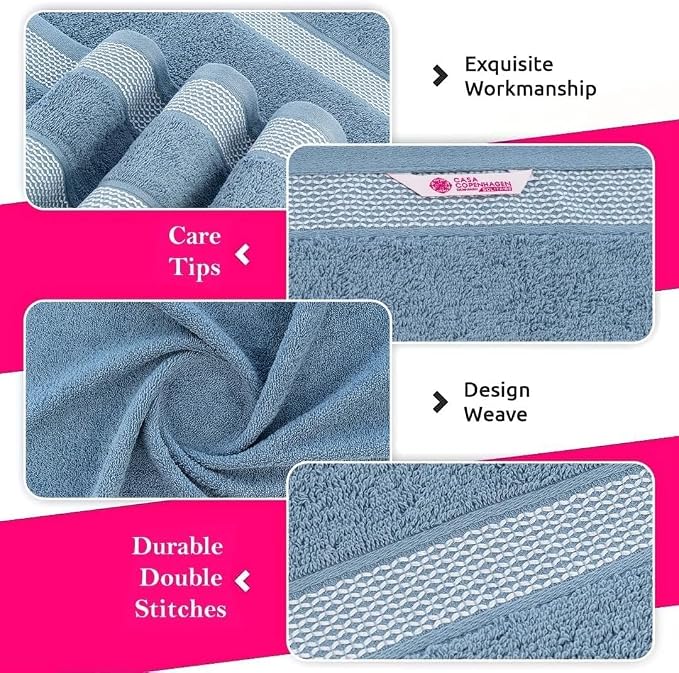 CASA COPENHAGEN Solitaire 6Pcs 100% Egyptian Cotton Large Designer Towels Gift - Image 5