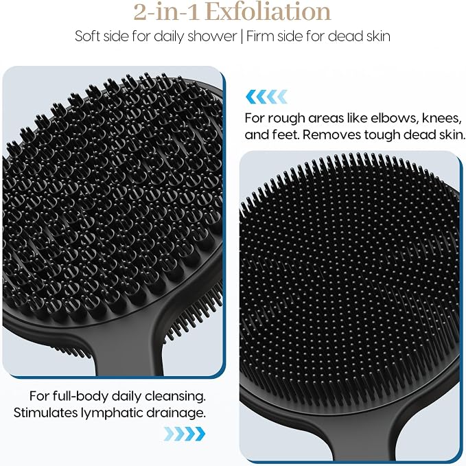 Back Scrubber for Shower & Face Scrubber, Soft Body & Facial Cleansing Scrubber - Image 5