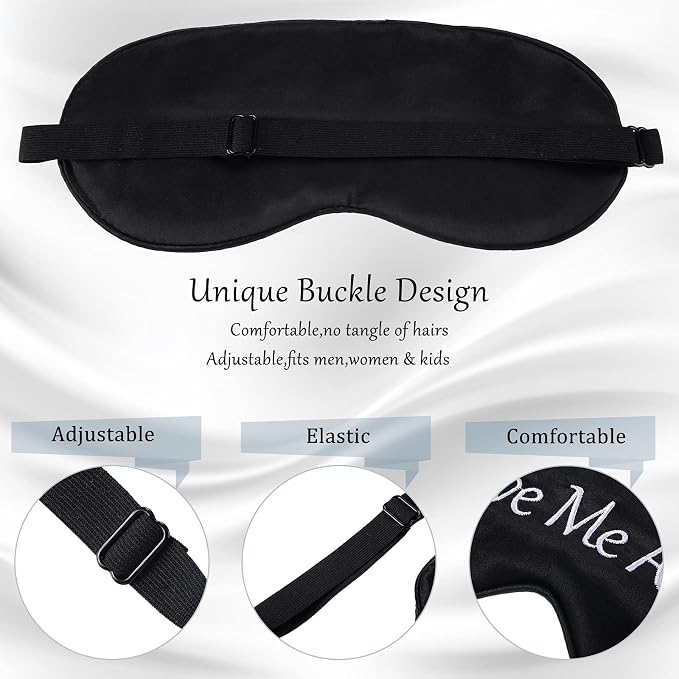 Geyoga 4 Pieces Funny Eye Mask for Sleep Soft Satin Eye Mask Blackout Blindfold - Image 4