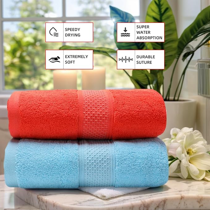 Cotton Bath Towels Set, 2-Piece Set Super Absorbent Quick Drying, Suitable - Image 3