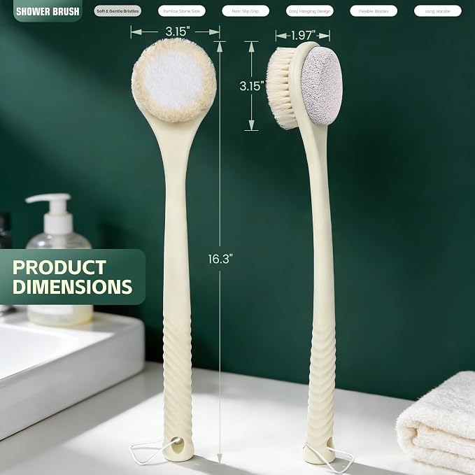 Back Scrubber for Shower, Long Handle Exfoliating Brush, Dual-Sided Bath Brush - Image 7