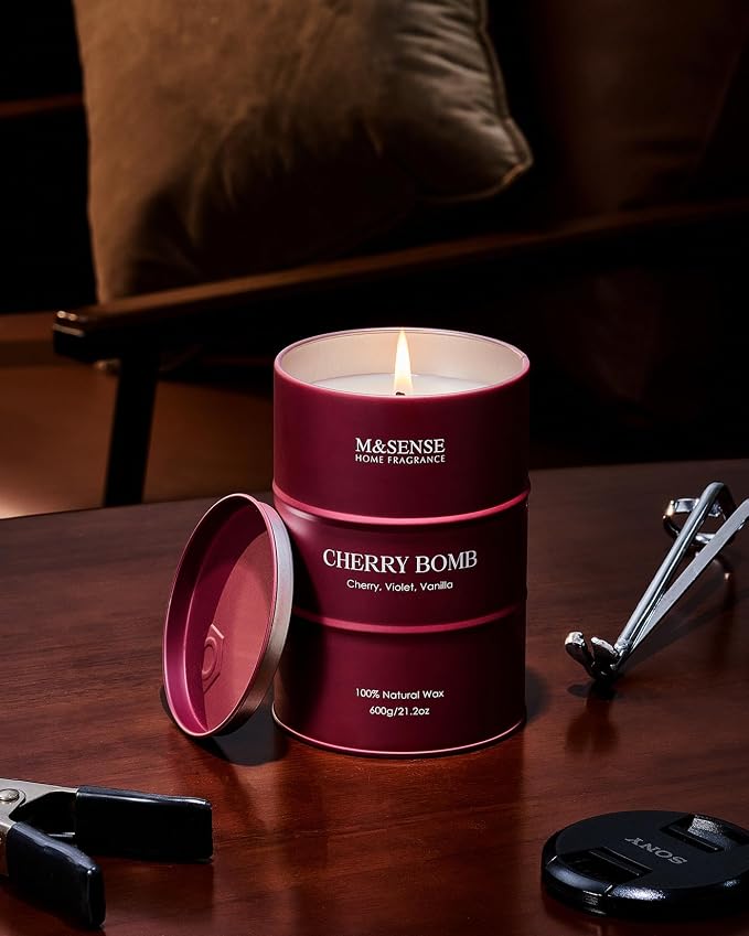 M&SENSE Cherry Bomb Scented Candles, Large Sweet Candle - Image 4