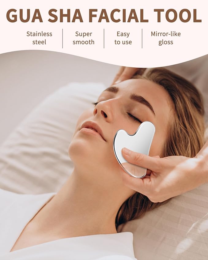 VGY Stainless Steel Gua Sha Facial Tools Set, Tighten Skin Massage Guasha - Image 5