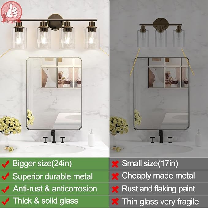 4-Light Bathroom Light Fixtures, Bathroom Wall Lamp - Image 3