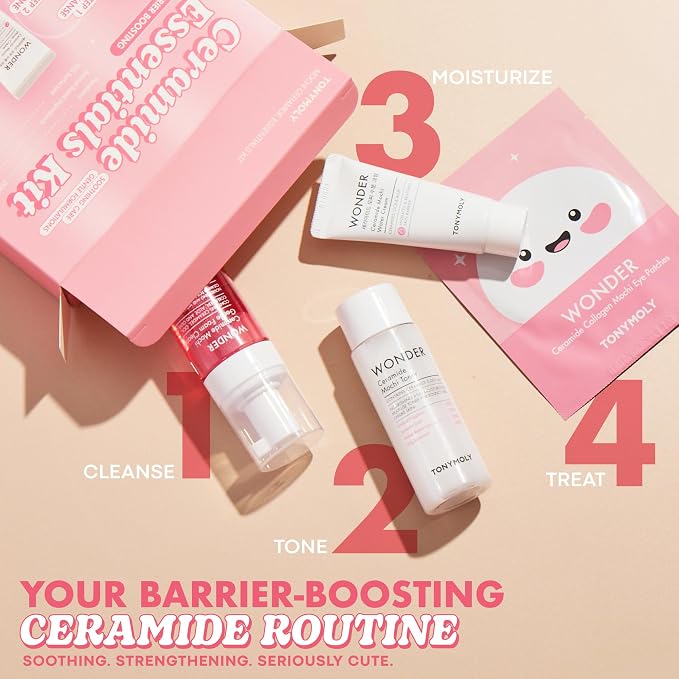 TONYMOLY Wonder Ceramide Mochi Essentials 4-Piece Skincare Set – Hydrating - Image 6