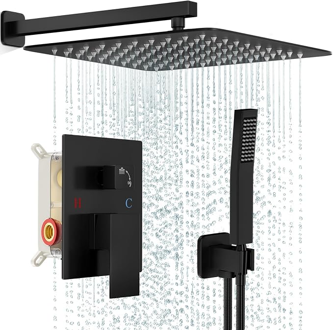 FPXRNG Black Shower Faucet Set, Rainfall Shower System by FPXRNG