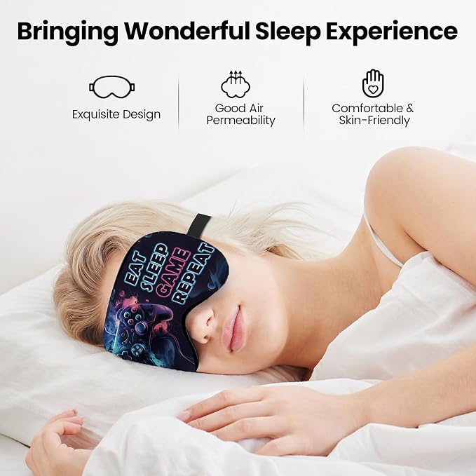 2 Pcs Boys Sleep Eye Mask, Guys Blackout Sleeping Silk Mask - Image 4